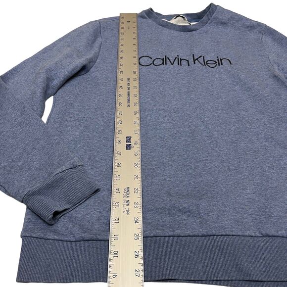 Calvin Klein Sweatshirt Mens XL Blue Logo Crewneck Pullover Cotton Blend Fall - Picture 5 of 9